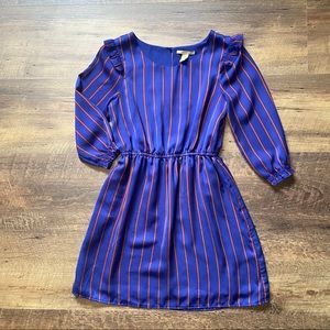 Blue & Orange Striped Skater Dress by Forever 21